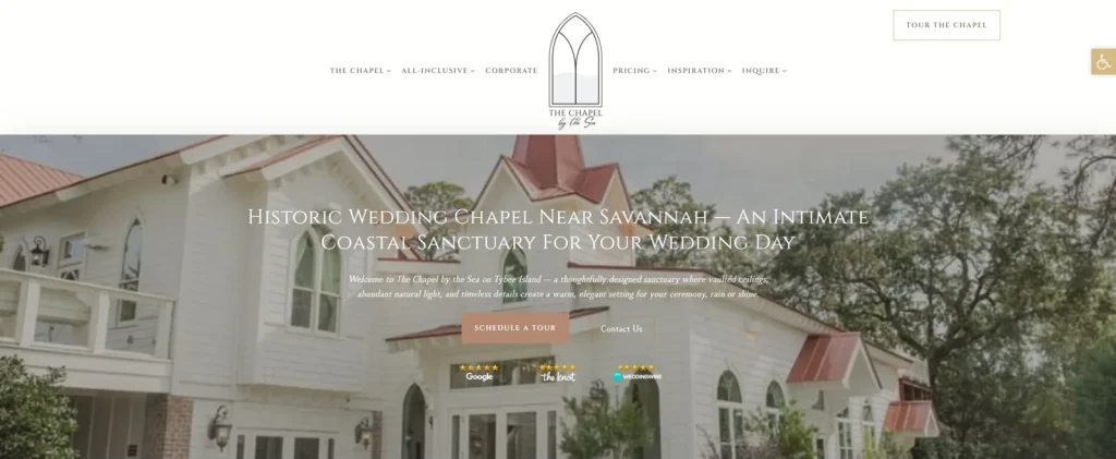 Tybee Wedding Chapel pillar page with chapel photography and ceremony planning information