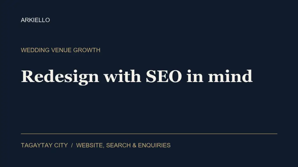 Redesign with SEO in mind: ARKIELLO wedding venue website and SEO guide